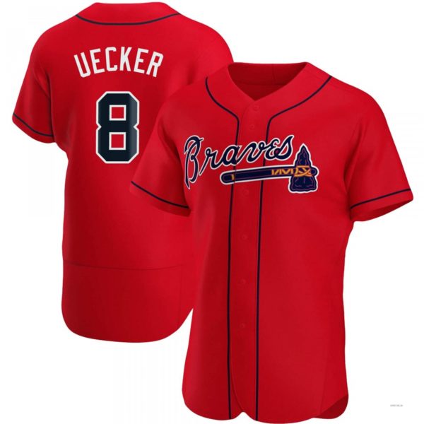 Atlanta Braves #8 Bob Uecker Red Alternate Jersey Stitches Baseball Jerseys baseball jersey product view 1