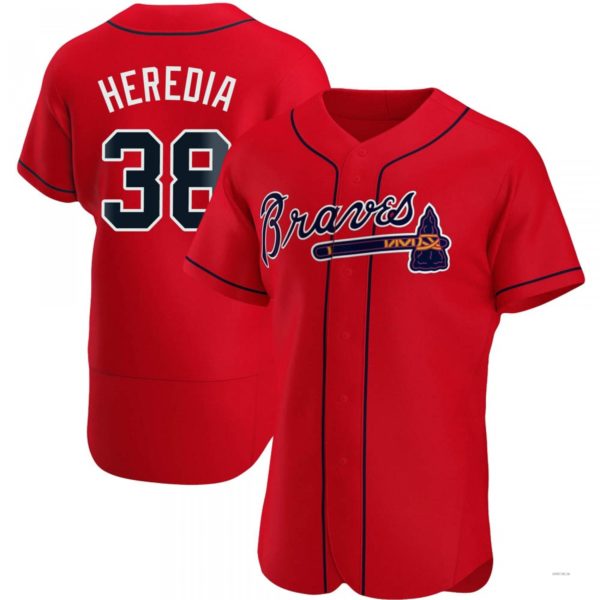 Atlanta Braves #38 Guillermo Heredia Red Alternate Jersey Stitches Baseball Jerseys baseball jersey product view 1
