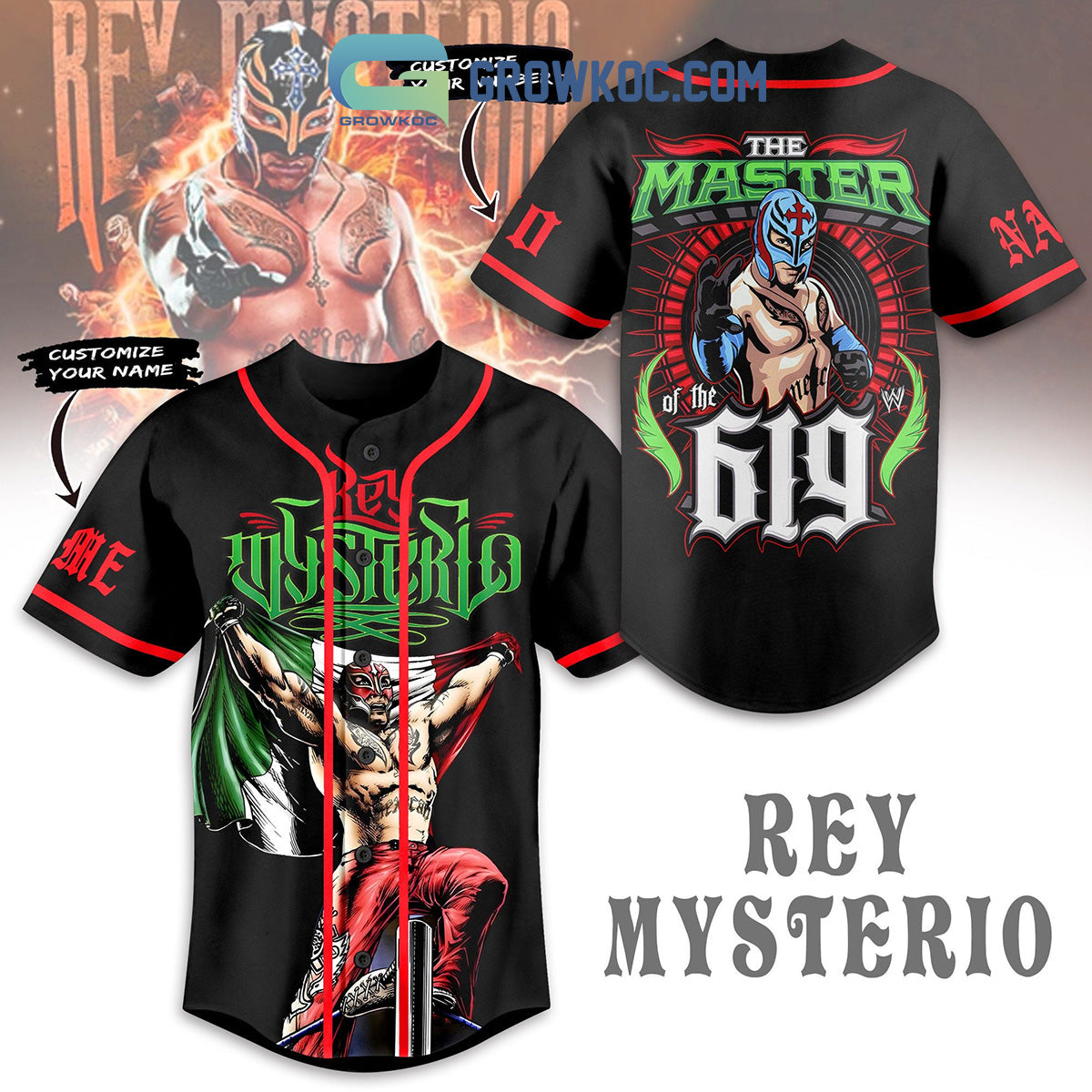 Rey Mysterio The Master Of The 619 Personalized Baseball Jersey Unisex T-shirt, Sweatshirt, Hoodie, Long Sleeve Tee - T-Shirt, Sweatshirt, Hoodie