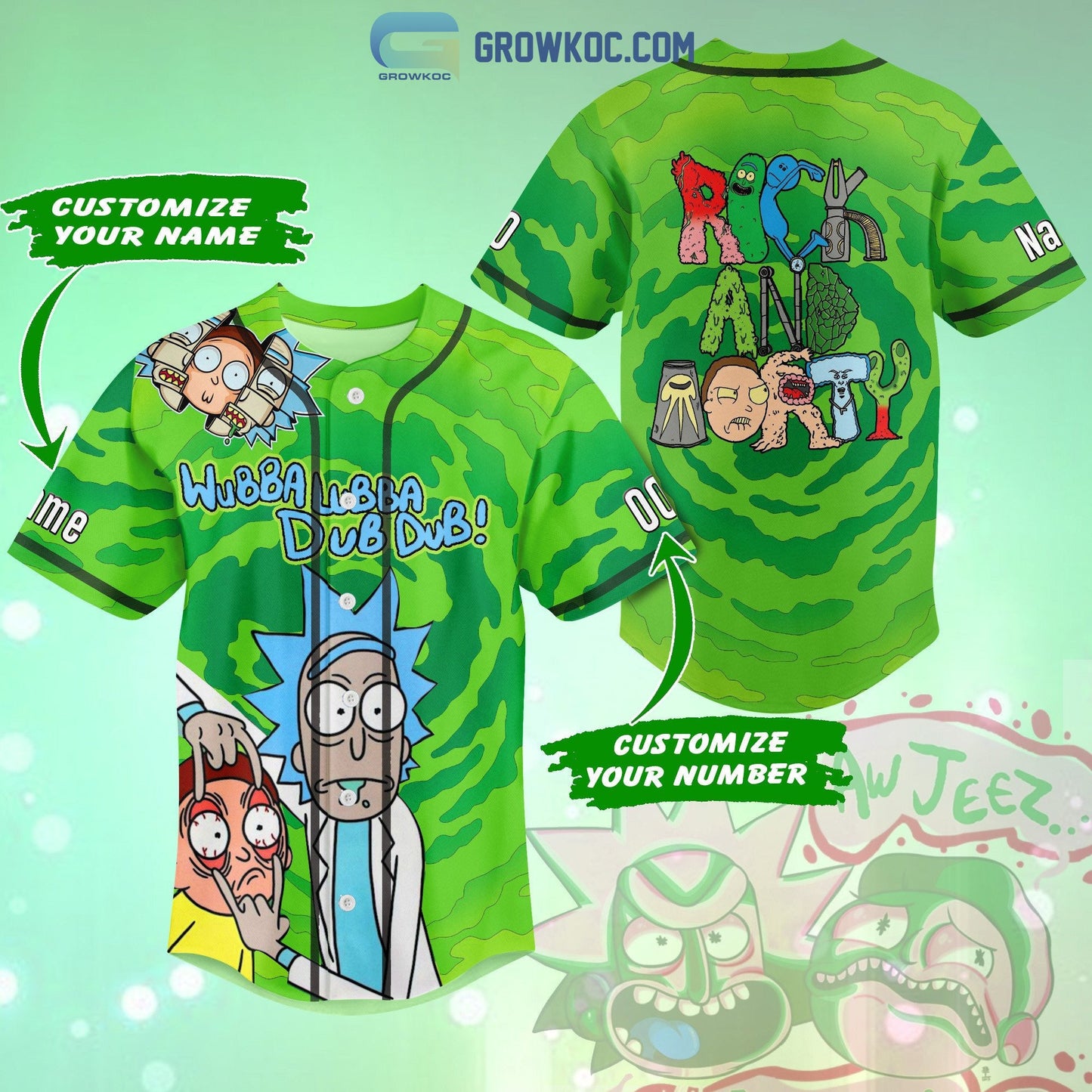 Rick And Mory Wubba Wubba Dub Dub Personalized Baseball Jersey Unisex T-shirt, Sweatshirt, Hoodie, Long Sleeve Tee - T-Shirt, Sweatshirt, Hoodie