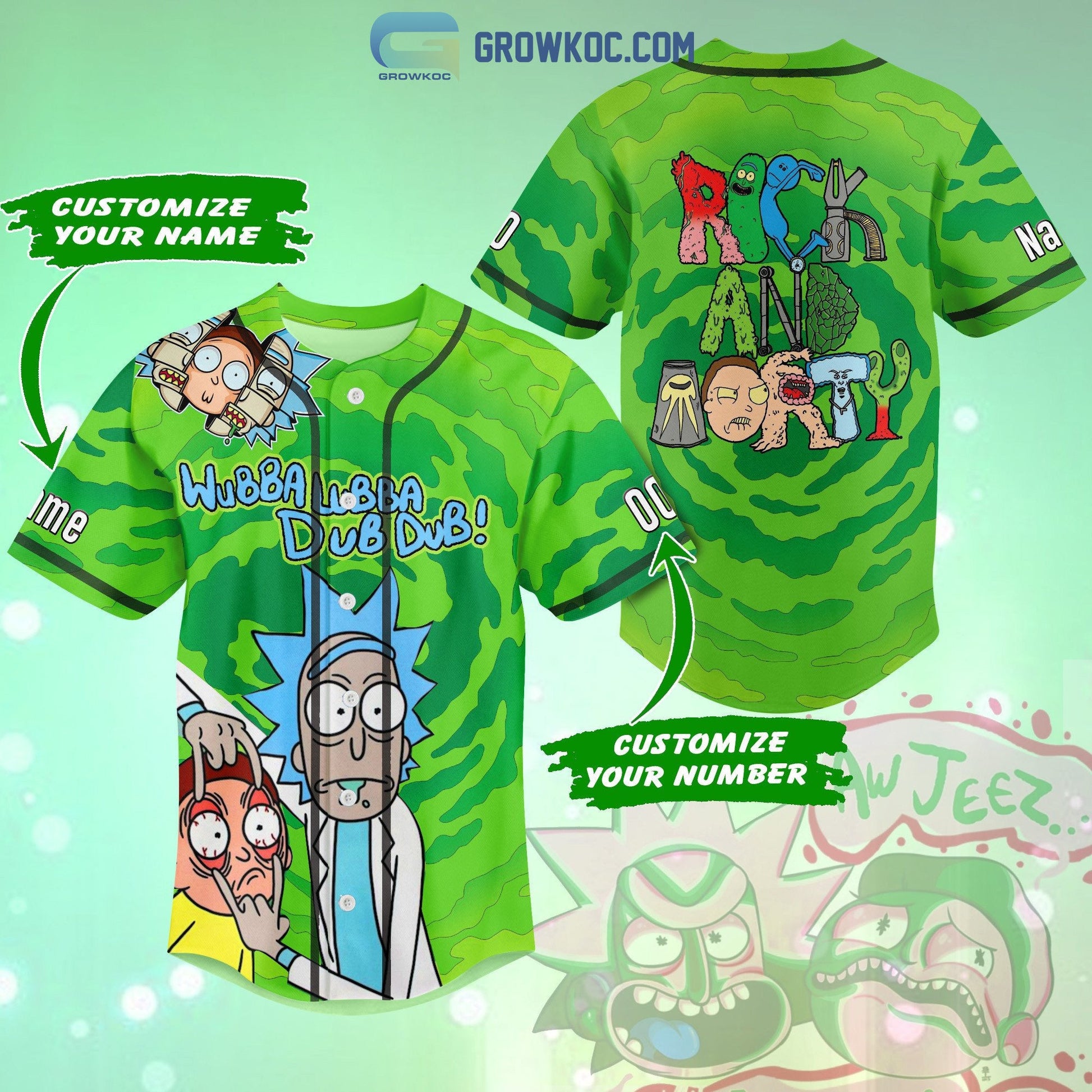 Rick And Mory Wubba Wubba Dub Dub Personalized Baseball Jersey Unisex T-shirt, Sweatshirt, Hoodie, Long Sleeve Tee - T-Shirt, Sweatshirt, Hoodie