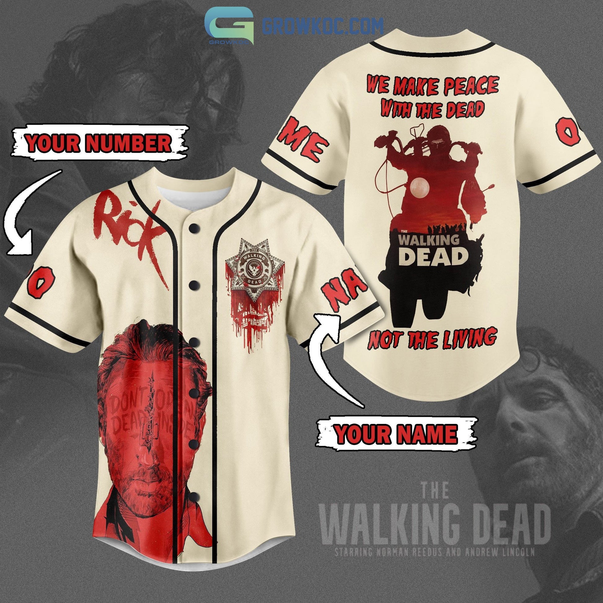Rick Walking Dead We Make Peace With The Dead Not The Living Personalized Baseball Jersey Unisex T-shirt, Sweatshirt, Hoodie, Long Sleeve Tee - T-Shirt, Sweatshirt, Hoodie