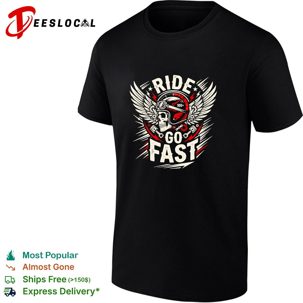 Ride go fast skull shirt Unisex T-shirt, Sweatshirt, Hoodie, Long Sleeve Tee - T-Shirt, Sweatshirt, Hoodie