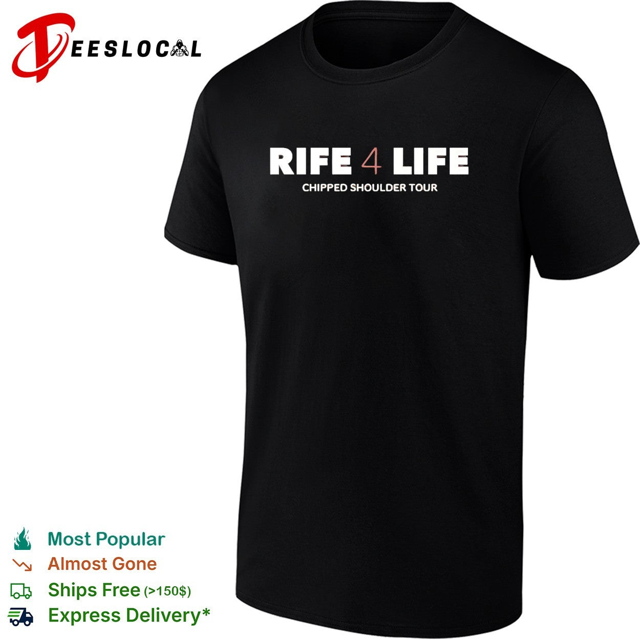 Rife 4 Life chipped shoulder tour shirt Unisex T-shirt, Sweatshirt, Hoodie, Long Sleeve Tee - T-Shirt, Sweatshirt, Hoodie
