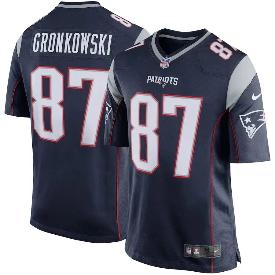 Rob Gronkowski New England Patriots Retired Player Throwback Jersey - Navy football jersey product view 1