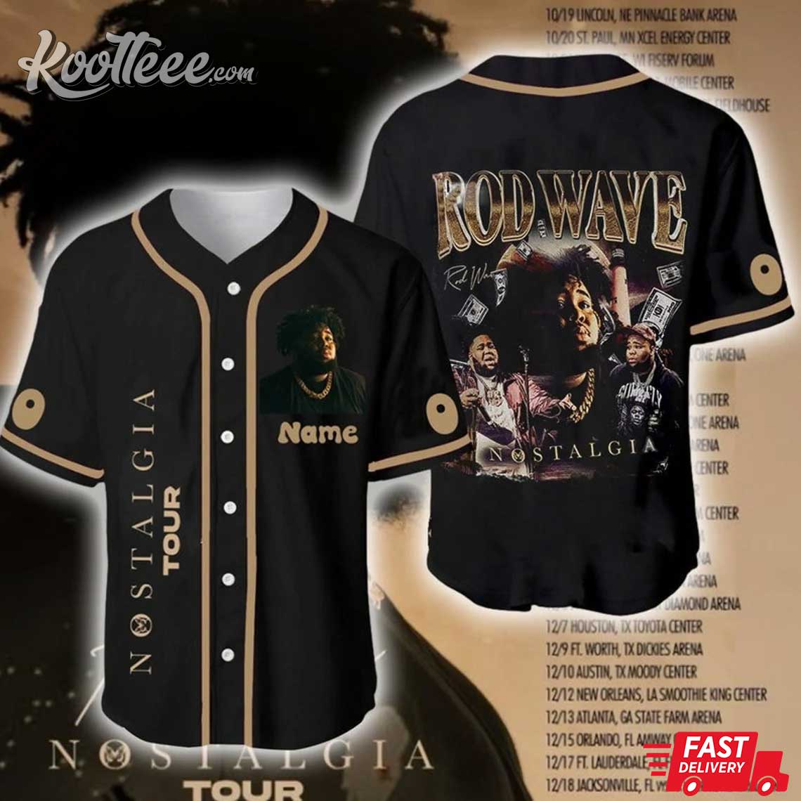 Rod Wave Customized Nostalgia 2023 Tour Baseball Jersey Unisex T-shirt, Sweatshirt, Hoodie, Long Sleeve Tee - T-Shirt, Sweatshirt, Hoodie