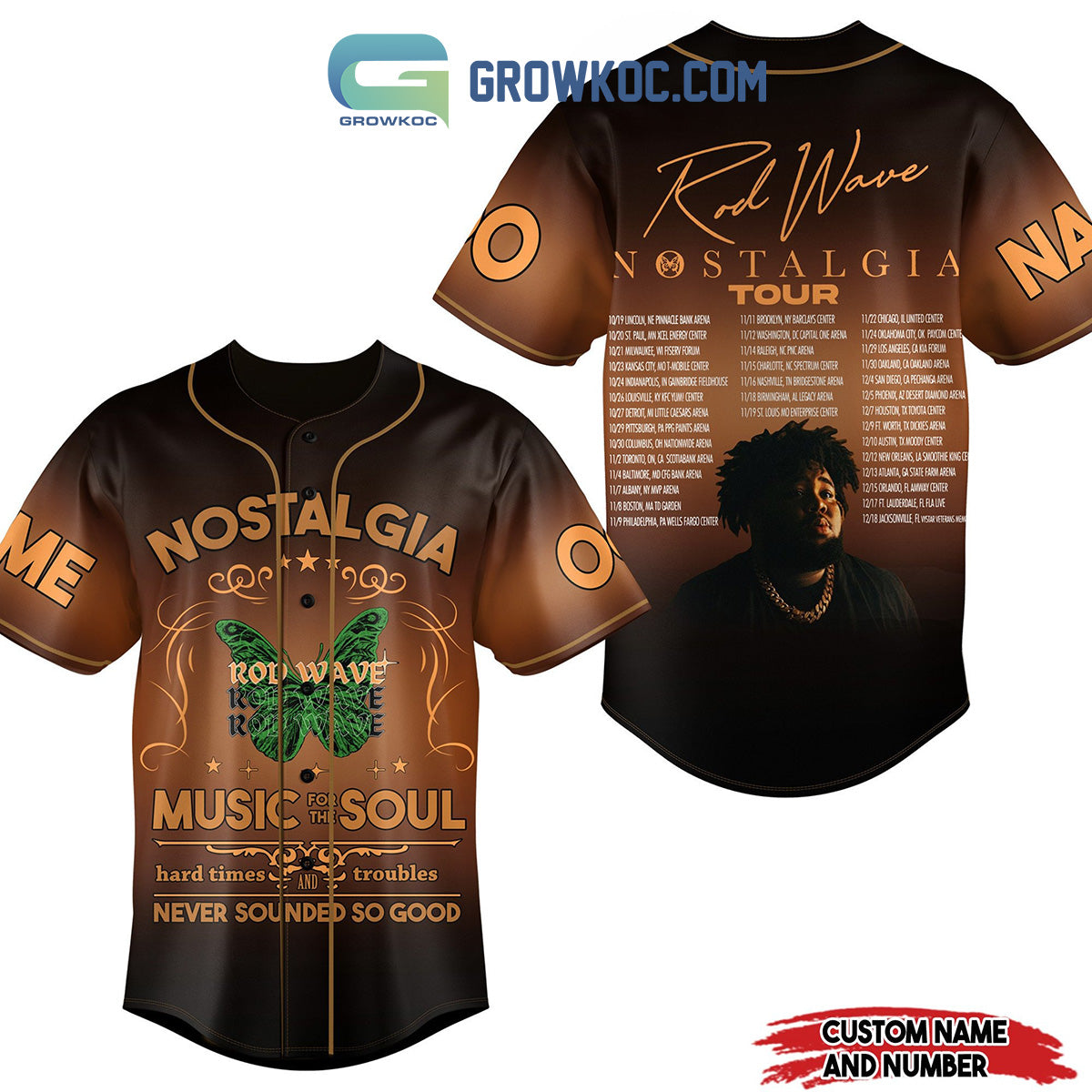 Rod Wave Nostalgia Tour Music For The Soul Hard Times And Troubles Never Sounded So Good Personalized Baseball Jersey - T-Shirt, Sweatshirt, Hoodie