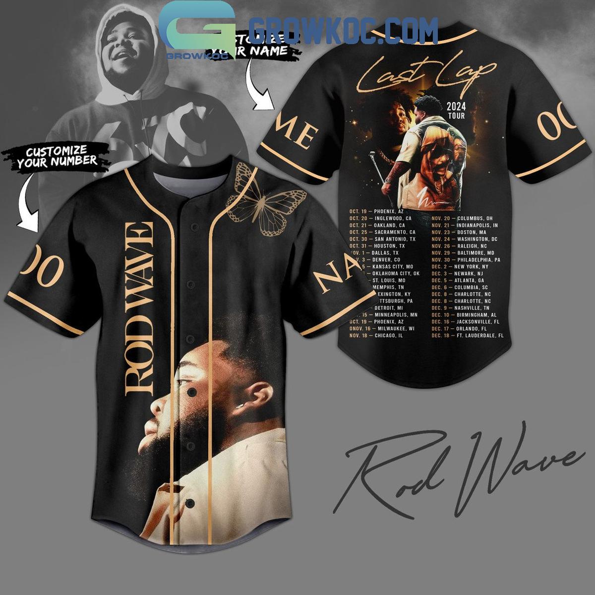 Rod Wave The Schedule Of Last Lap Tour 2024 Personalized Baseball Jersey Unisex T-shirt, Sweatshirt, Hoodie, Long Sleeve Tee - T-Shirt, Sweatshirt, Hoodie