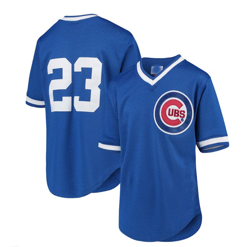 Chicago Cubs #23 Ryne Sandberg Youth Cooperstown Collection Mesh Batting Practice Jersey - Royal Baseball Jerseys baseball jersey product view 1
