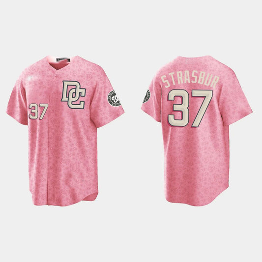 #37 STEPHEN STRASBURG WASHINGTON NATIONALS CITY CONNECT SPECIAL EDITION JERSEY ¨C PINK Baseball Jerseys baseball jersey product view 1