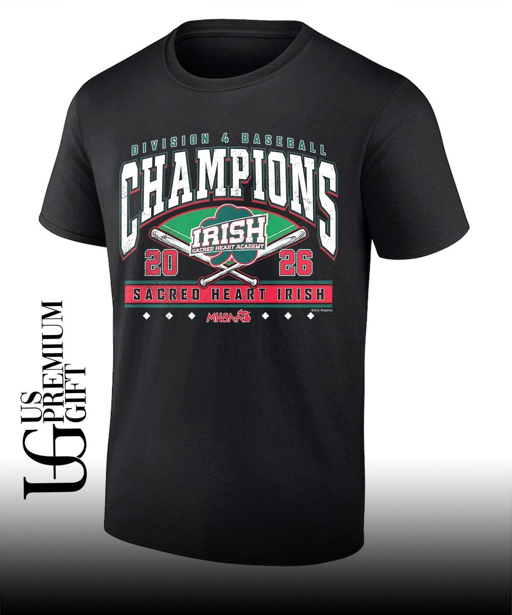 Sacred Heart Irish MHSAA Baseball D4 Champions 2026 shirt Unisex T-shirt, Sweatshirt, Hoodie, Long Sleeve Tee - T-Shirt, Sweatshirt, Hoodie