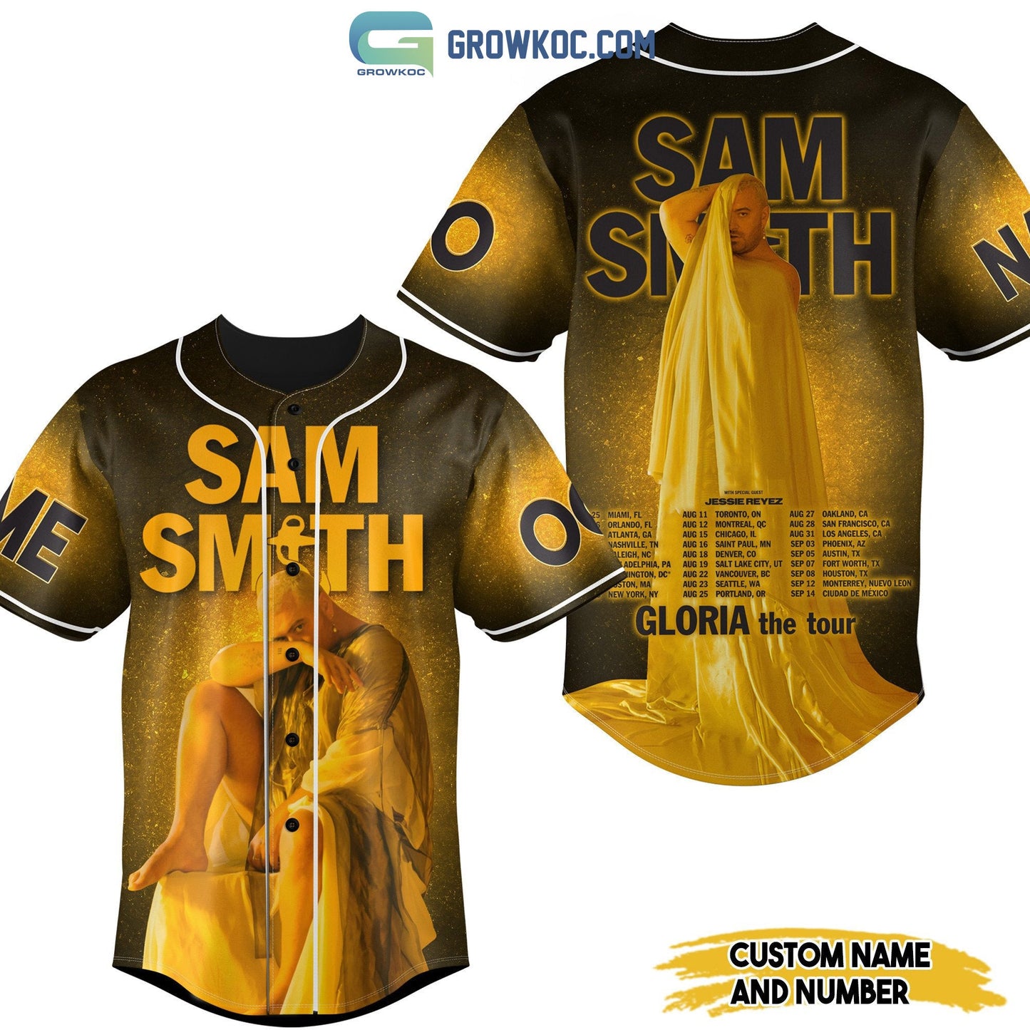 Sam Smith Gloria The Tour Personalized Baseball Jersey Unisex T-shirt, Sweatshirt, Hoodie, Long Sleeve Tee - T-Shirt, Sweatshirt, Hoodie
