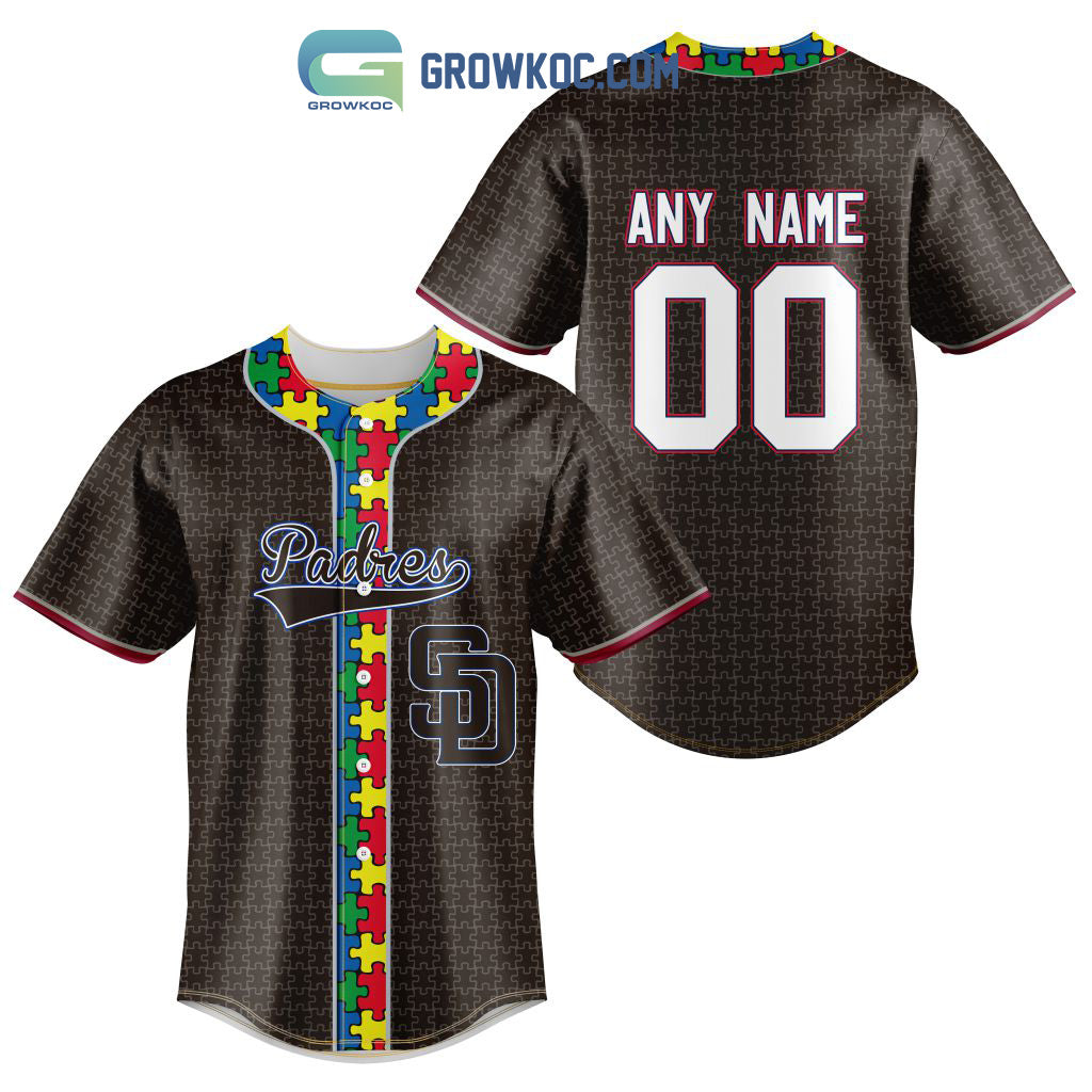 San Diego Padres MLB Fearless Against Autism Personalized Baseball Jersey Unisex T-shirt, Sweatshirt, Hoodie, Long Sleeve Tee - T-Shirt, Sweatshirt, Hoodie