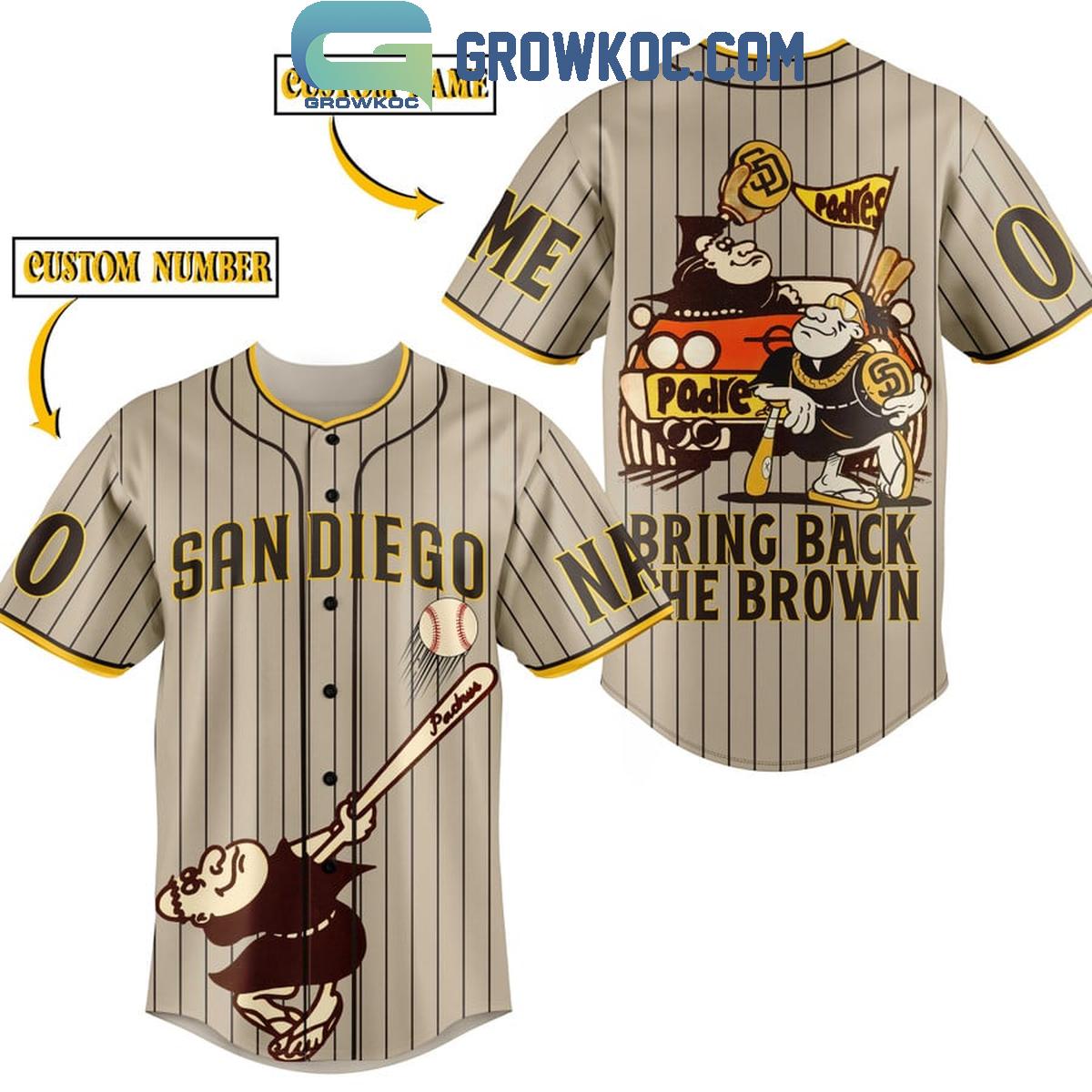 San Diego Pardes Bring Back The Brown Personalized Baseball Jersey Unisex T-shirt, Sweatshirt, Hoodie, Long Sleeve Tee - T-Shirt, Sweatshirt, Hoodie