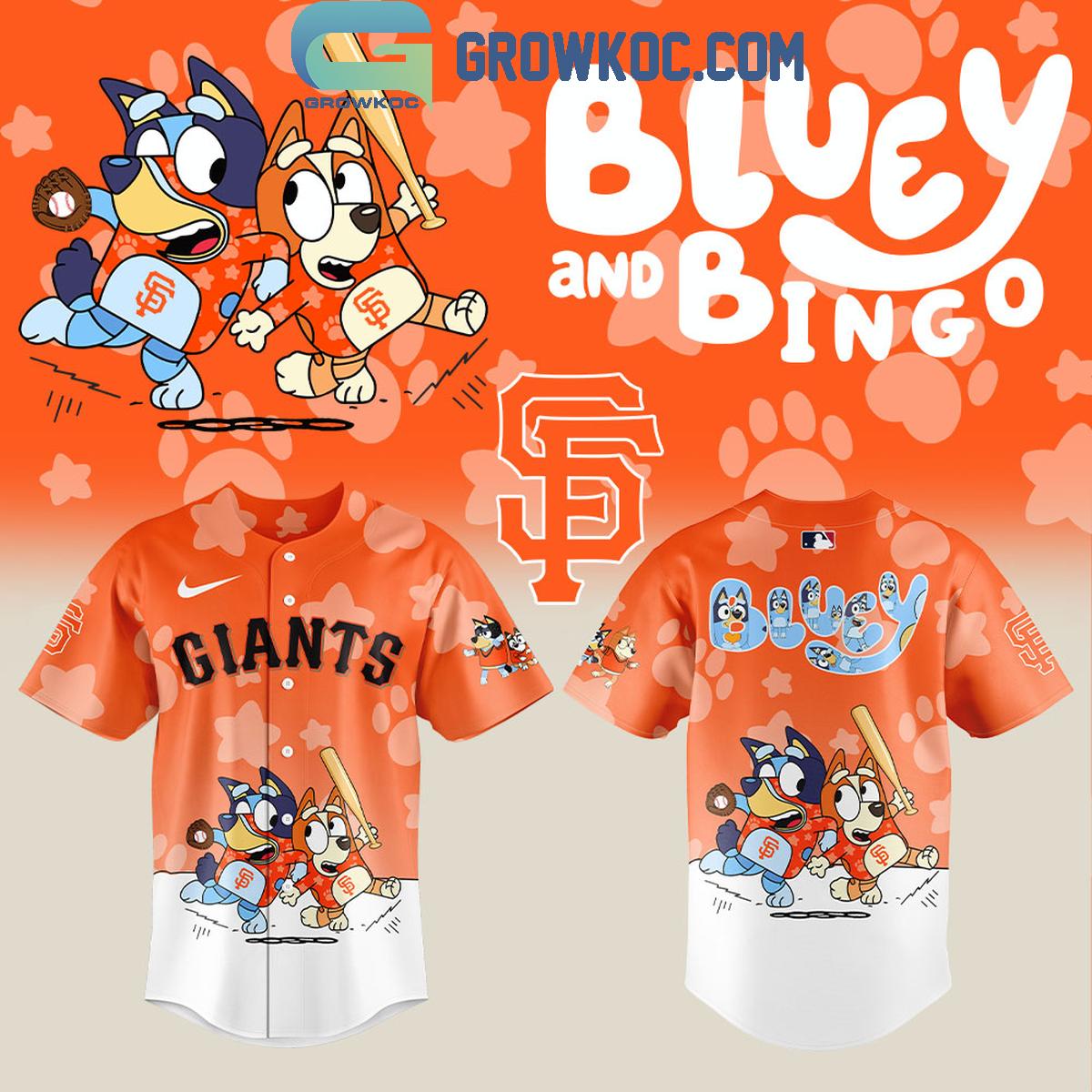 San Francisco Giants x Bluey and Bingo Baseball Jersey Unisex T-shirt, Sweatshirt, Hoodie, Long Sleeve Tee - T-Shirt, Sweatshirt, Hoodie