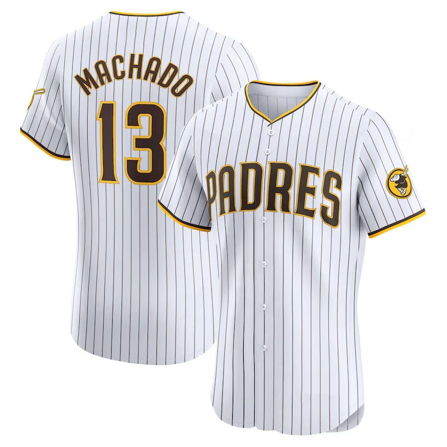 San Diego Padres #13 Manny Machado Home Elite Jersey - White Stitched Baseball Jersey baseball jersey product view 1