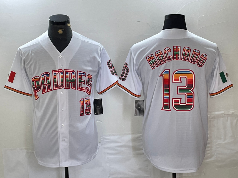San Diego Padres #13 Manny Machado Mexico White Cool Base Stitched Baseball Jersey baseball jersey product view 1