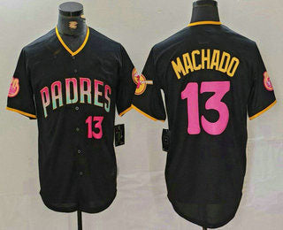 San Diego Padres #13 Manny Machado Number Black 20th Anniversary Cool Base Stitched Baseball Jersey baseball jersey product view 1