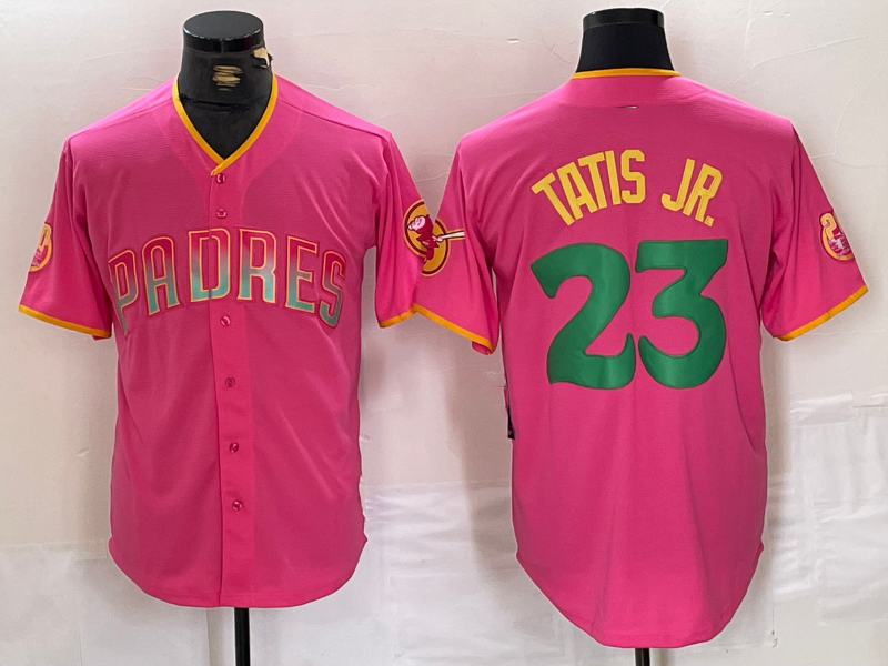 San Diego Padres #23 Fernando Tatis Jr. Pink Cool Base Stitched Baseball Jersey baseball jersey product view 1