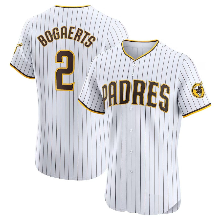 San Diego Padres #2 Xander Bogaerts Home Elite Jersey - White Stitched Baseball Jersey baseball jersey product view 1