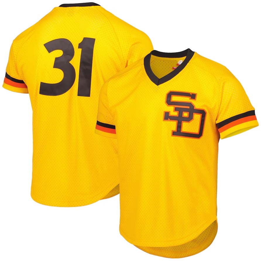 San Diego Padres #31 Dave Winfield Cooperstown Collection Mesh Batting Practice Jersey - Gold Stitched Baseball Jersey baseball jersey product view 1