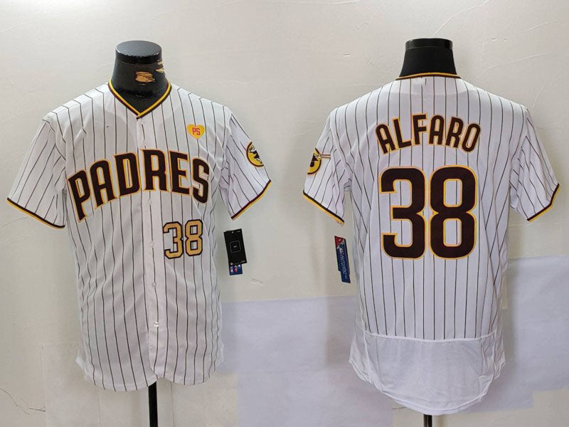 San Diego Padres #38 Jorge Alfaro White With PS Patch Stitched Flex Base Baseball Jersey baseball jersey product view 1
