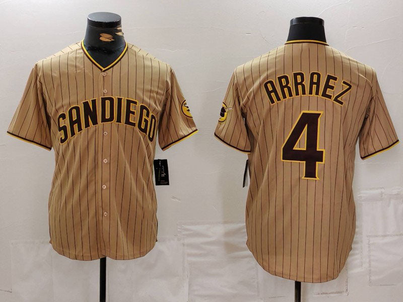 San Diego Padres #4 Luis Arraez Tan Cool Base Stitched Baseball Jersey baseball jersey product view 1