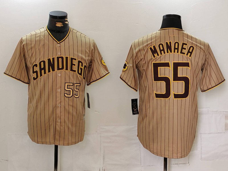 San Diego Padres #55 Sean Manaea Khaki Cool Base Stitched Baseball Jersey baseball jersey product view 1