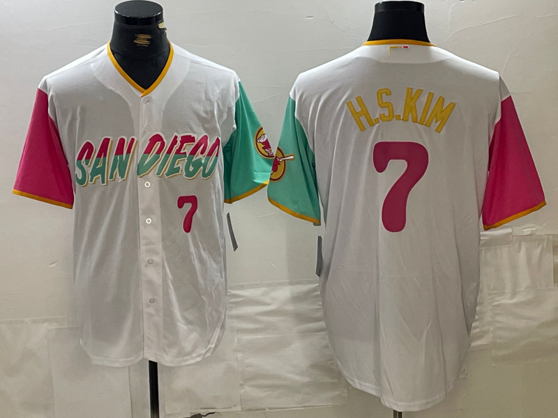 San Diego Padres #7 Ha Seong Kim Number White 2023 City Connect Cool Base Stitched Baseball Jersey baseball jersey product view 1