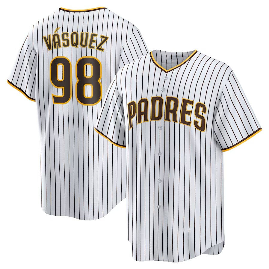 San Diego Padres #98 Randy Vasquez Home Replica Jersey - White Stitched Baseball Jersey baseball jersey product view 1