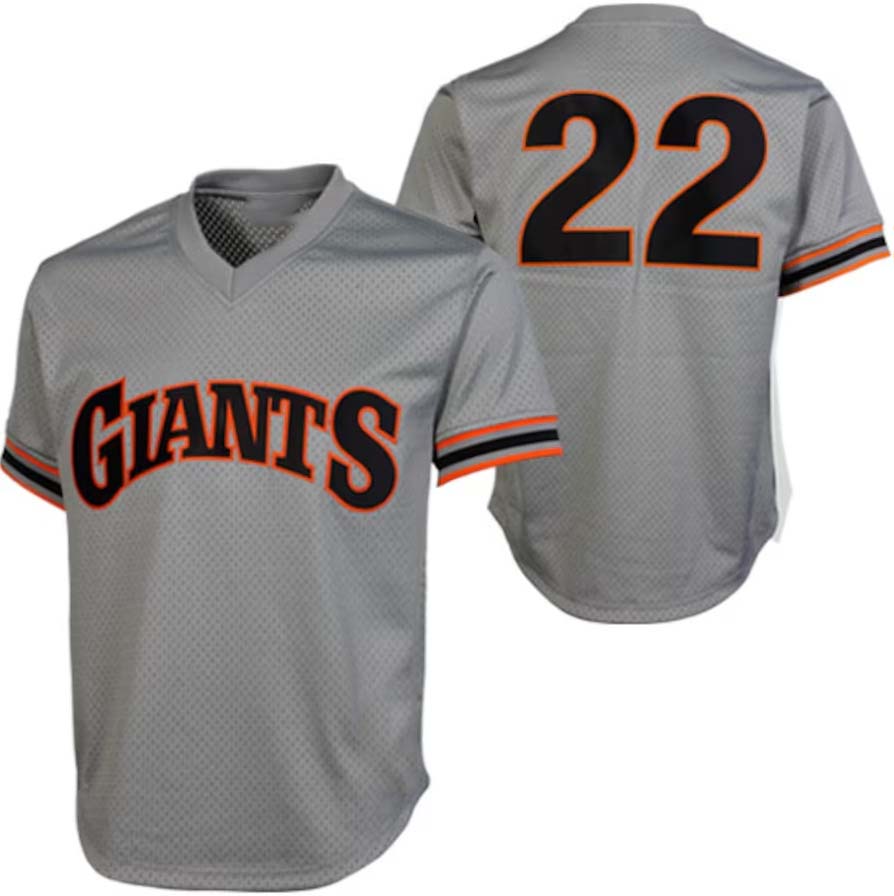 San Francisco Giants #22 Will Clark 1989 Authentic Cooperstown Collection Batting Practice Jersey - Gray Baseball Jerseys baseball jersey product view 1
