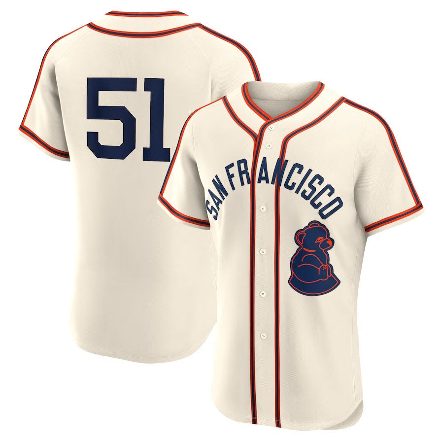 San Francisco Giants #51 Jung Hoo Lee 2024 Rickwood Classic Authentic Player Jersey - Cream Stitched Baseball Jersey baseball jersey product view 1