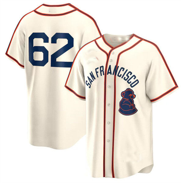 San Francisco Giants #62 Logan Webb Cream 2024 Rickwood Classic Stitched Baseball Jersey baseball jersey product view 1