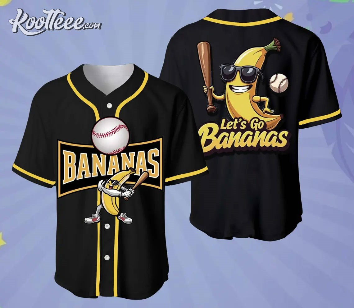Savannah Bananas Lets Go Bananas Black Baseball Jersey Unisex T-shirt, Sweatshirt, Hoodie, Long Sleeve Tee - T-Shirt, Sweatshirt, Hoodie