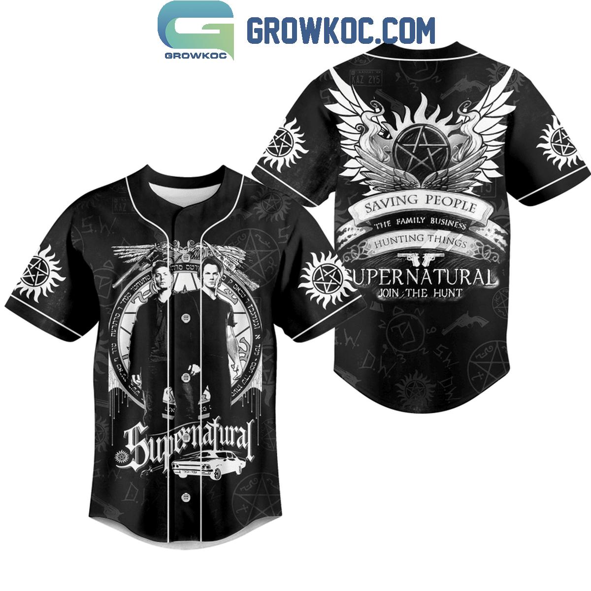 Saving People The Family Business Supernatural Series Personalized Baseball Jersey Unisex T-shirt, Sweatshirt, Hoodie, Long Sleeve Tee - T-Shirt, Sweatshirt, Hoodie