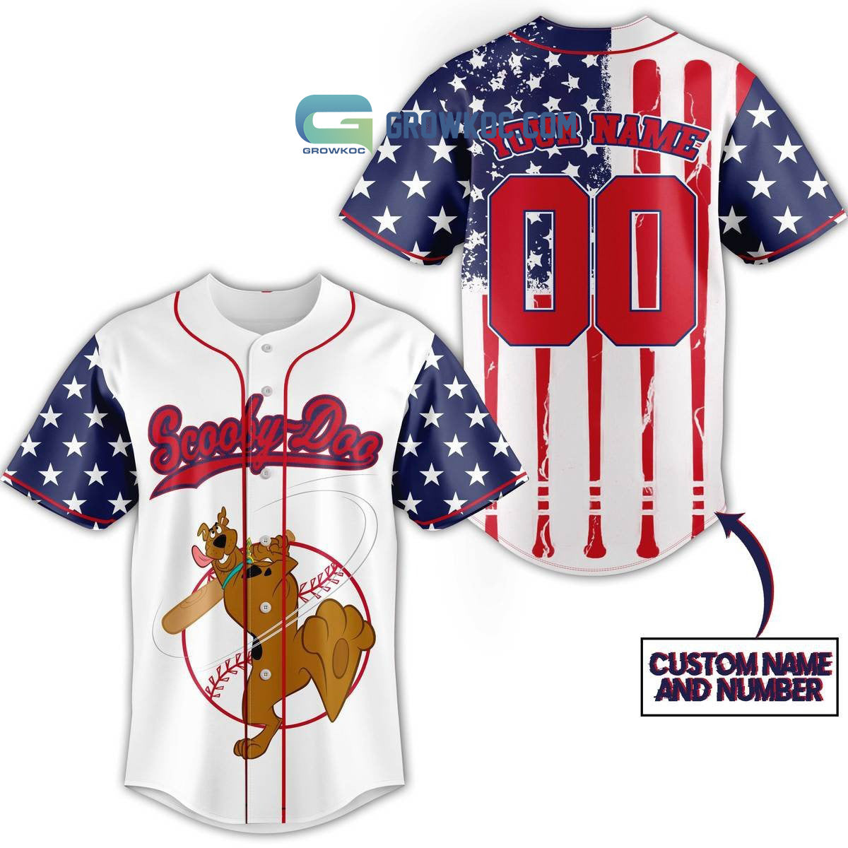 Scooby Doo 4 July United States Of American Personalized Baseball Jersey Unisex T-shirt, Sweatshirt, Hoodie, Long Sleeve Tee - T-Shirt, Sweatshirt, Hoodie