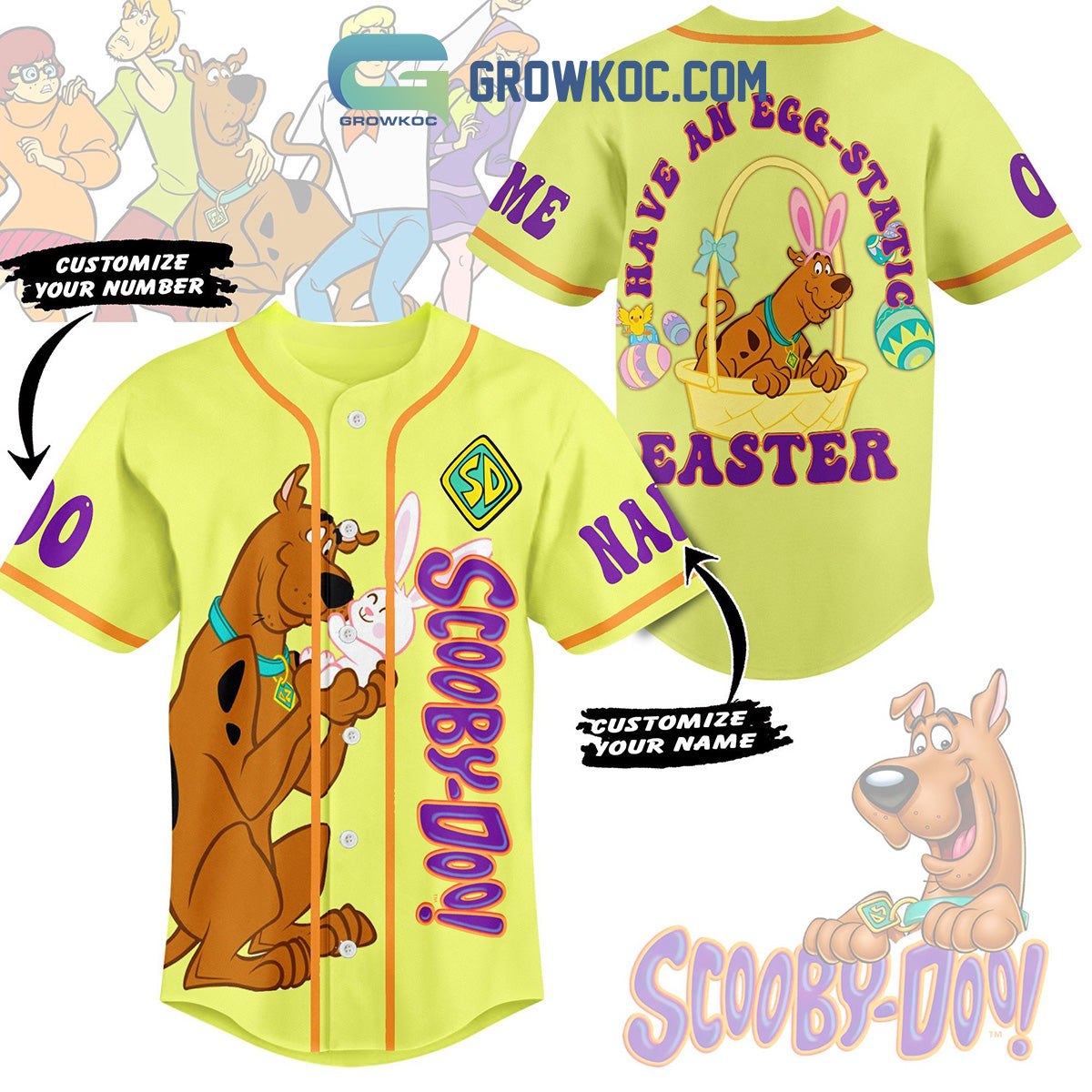 Scooby-Doo Have An Egg Static Easter Personalized Baseball Jersey Unisex T-shirt, Sweatshirt, Hoodie, Long Sleeve Tee - T-Shirt, Sweatshirt, Hoodie