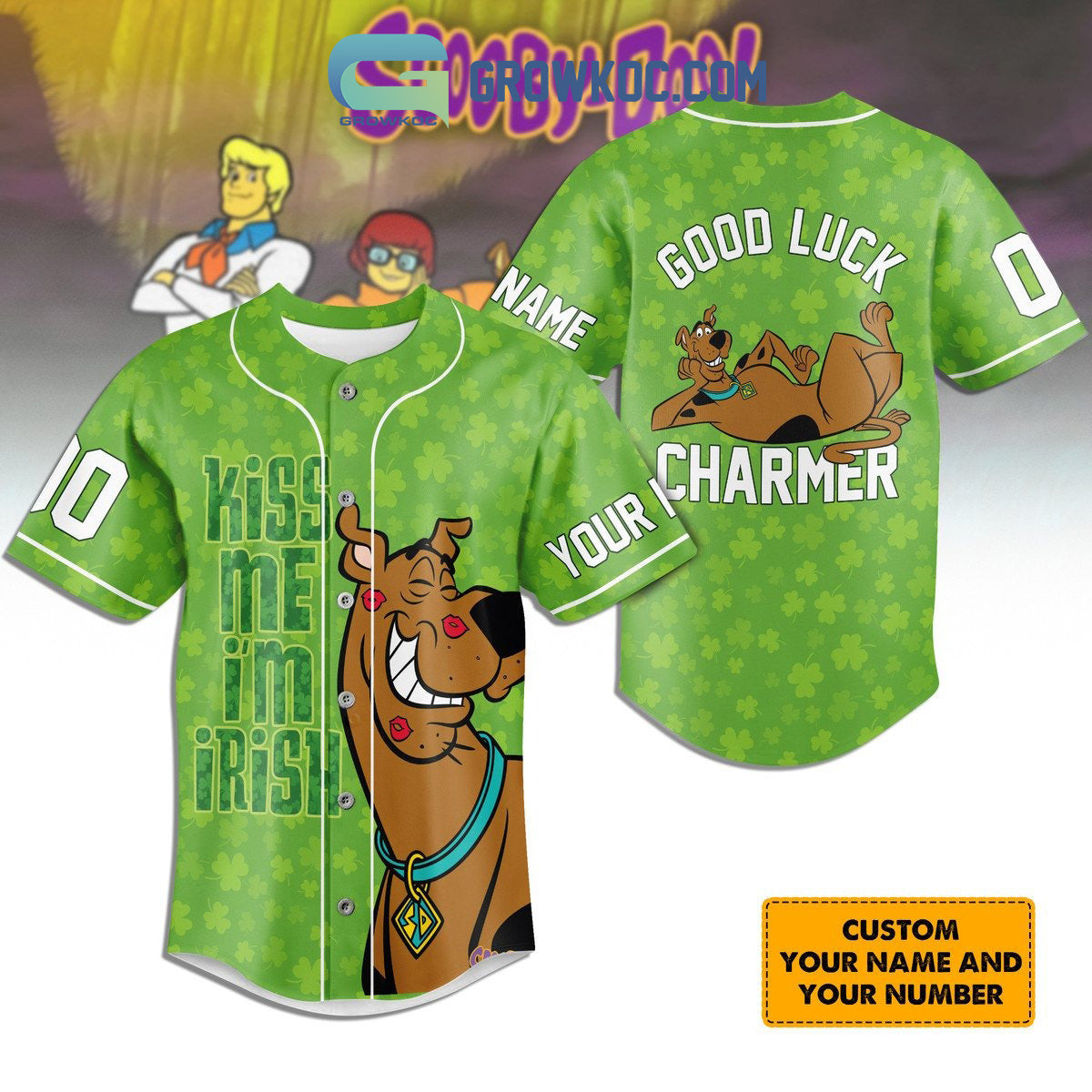 Scooby Doo I Am Irish St. Patricks Day Personalized Baseball Jersey Unisex T-shirt, Sweatshirt, Hoodie, Long Sleeve Tee - T-Shirt, Sweatshirt, Hoodie
