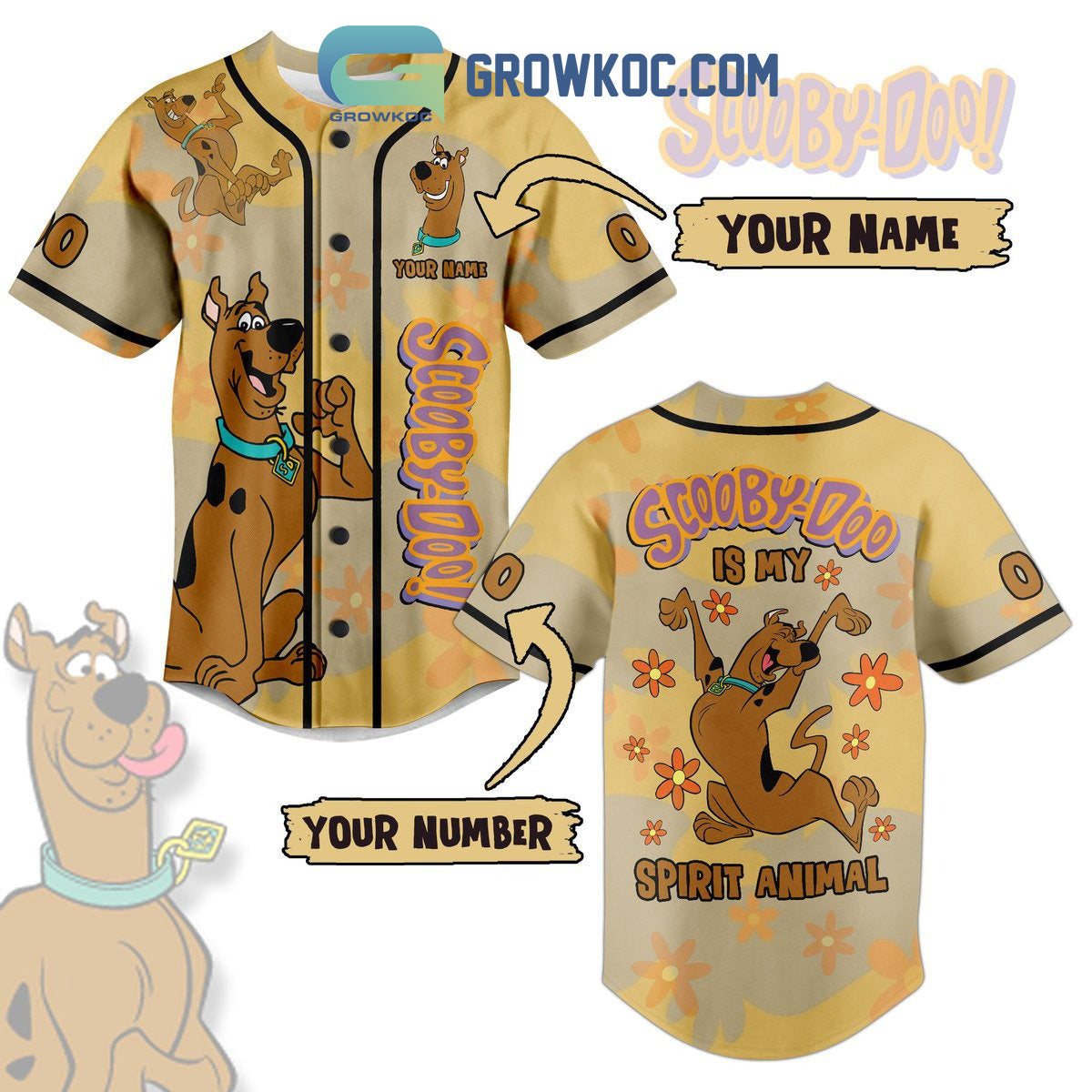 Scooby Doo Is My Spirit Animal Personalized Baseball Jersey Unisex T-shirt, Sweatshirt, Hoodie, Long Sleeve Tee - T-Shirt, Sweatshirt, Hoodie