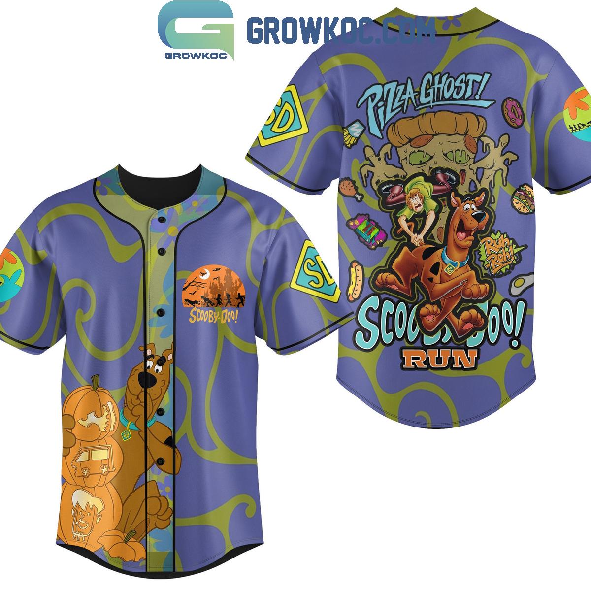 Scooby Doo Pizza Ghost Scooby Doo Run Personalized Baseball Jersey Unisex T-shirt, Sweatshirt, Hoodie, Long Sleeve Tee - T-Shirt, Sweatshirt, Hoodie