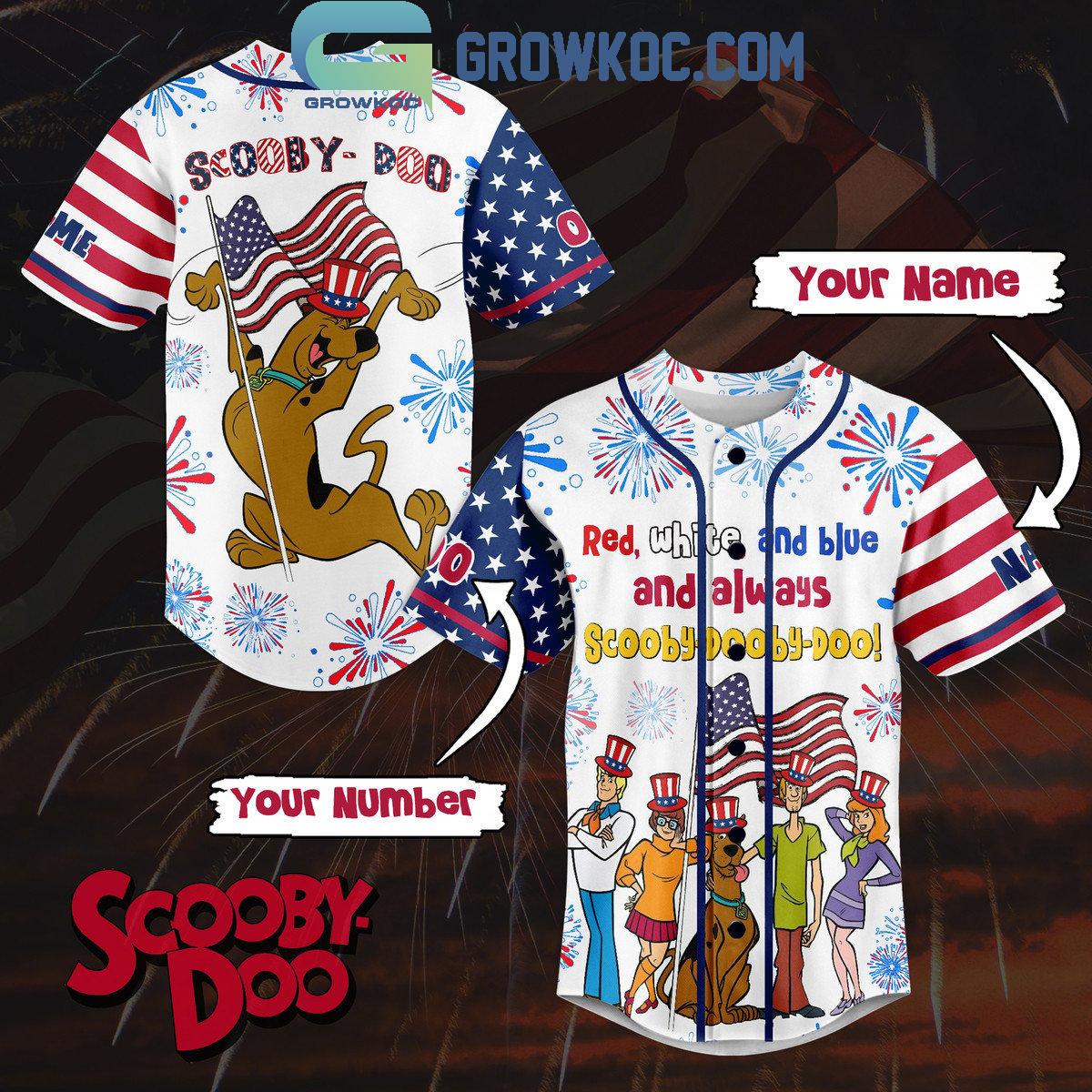 Scooby-Doo Red White And Blue And Always Scooby-Doo Personalized Baseball Jersey Unisex T-shirt, Sweatshirt, Hoodie, Long Sleeve Tee - T-Shirt, Sweatshirt, Hoodie
