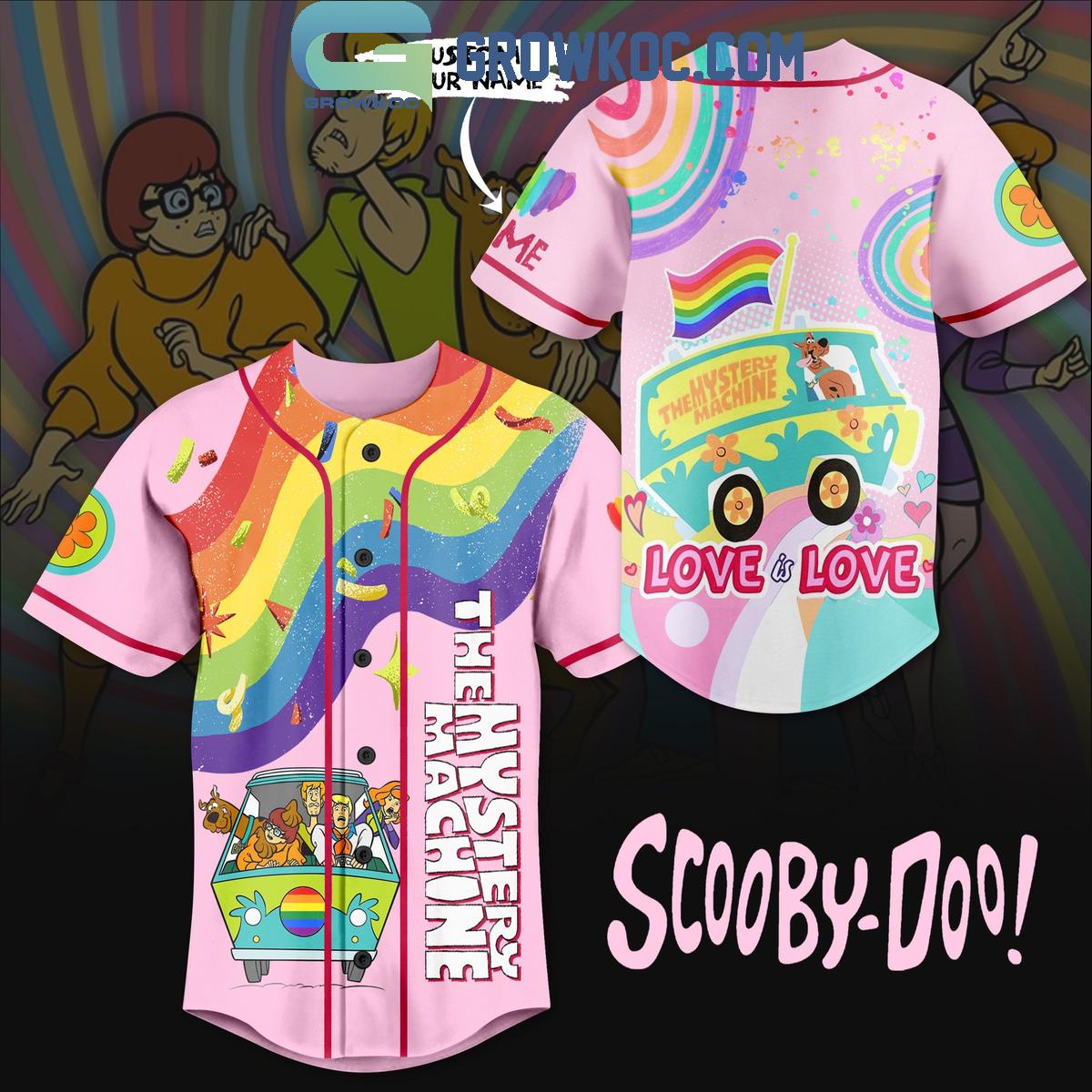 Scooby Doo The Mystery Machine Love Is Love Personalized Baseball Jersey Unisex T-shirt, Sweatshirt, Hoodie, Long Sleeve Tee - T-Shirt, Sweatshirt, Hoodie
