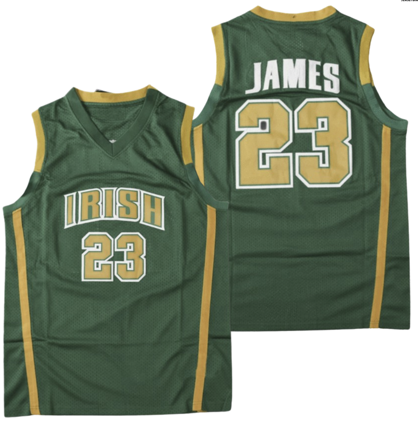 LeBron James #23 St. Vincent-St. Mary High School Jersey (Green) sports jersey product view 1