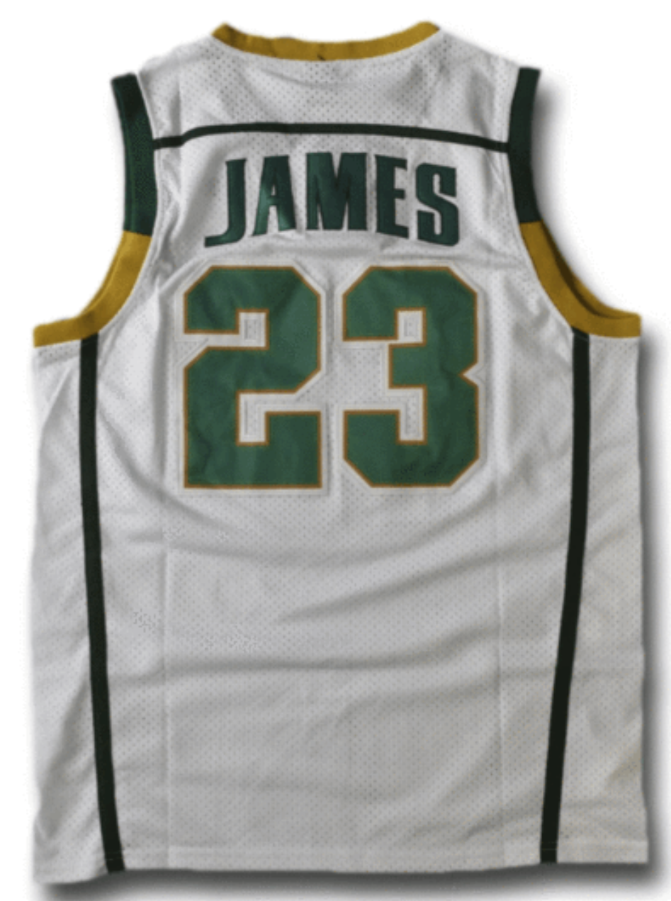 LeBron James #23 St. Vincent-St. Mary High School Jersey (White) sports jersey product view 2