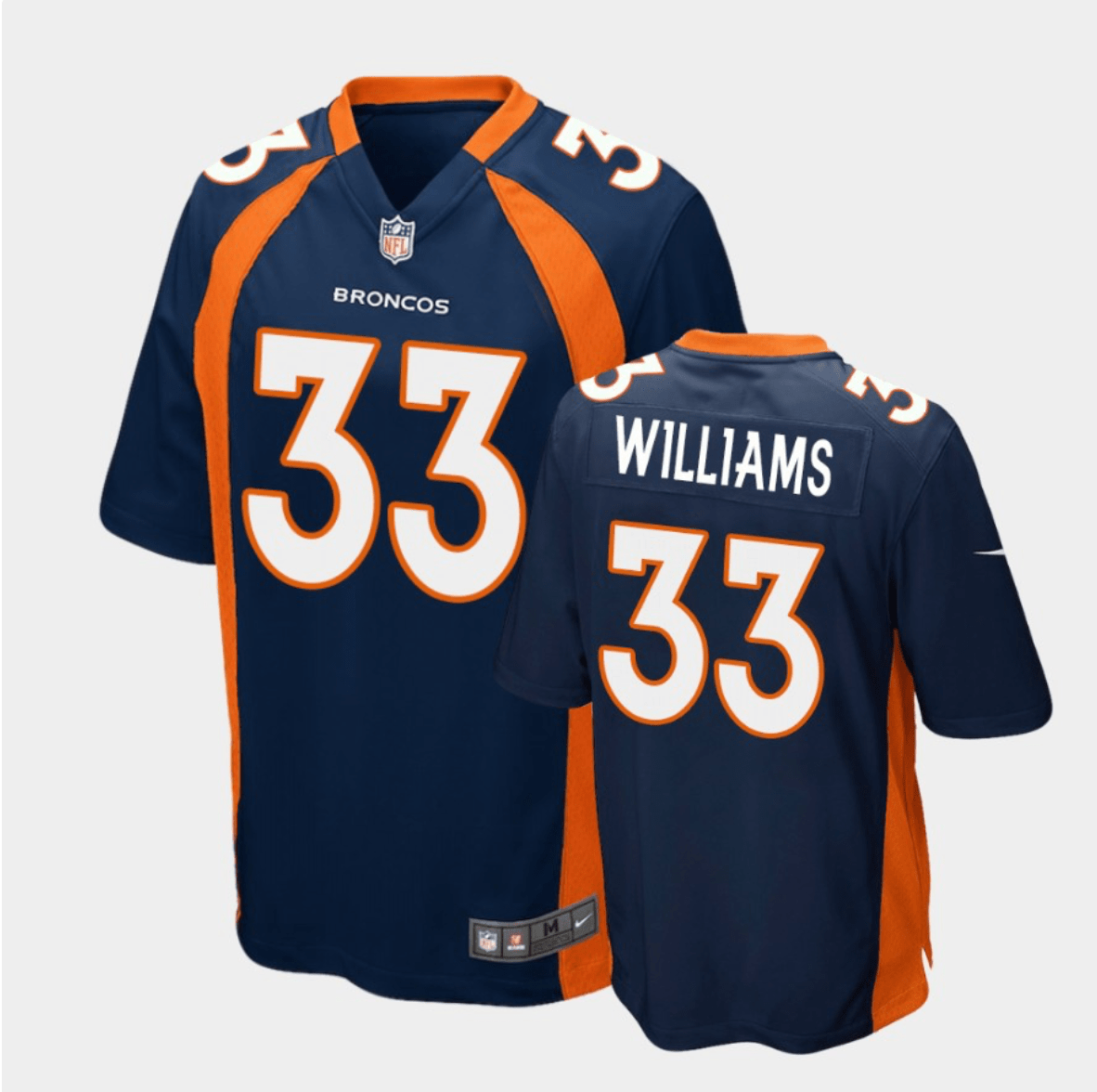 Javonte Williams Denver Broncos Jersey football jersey product view 1