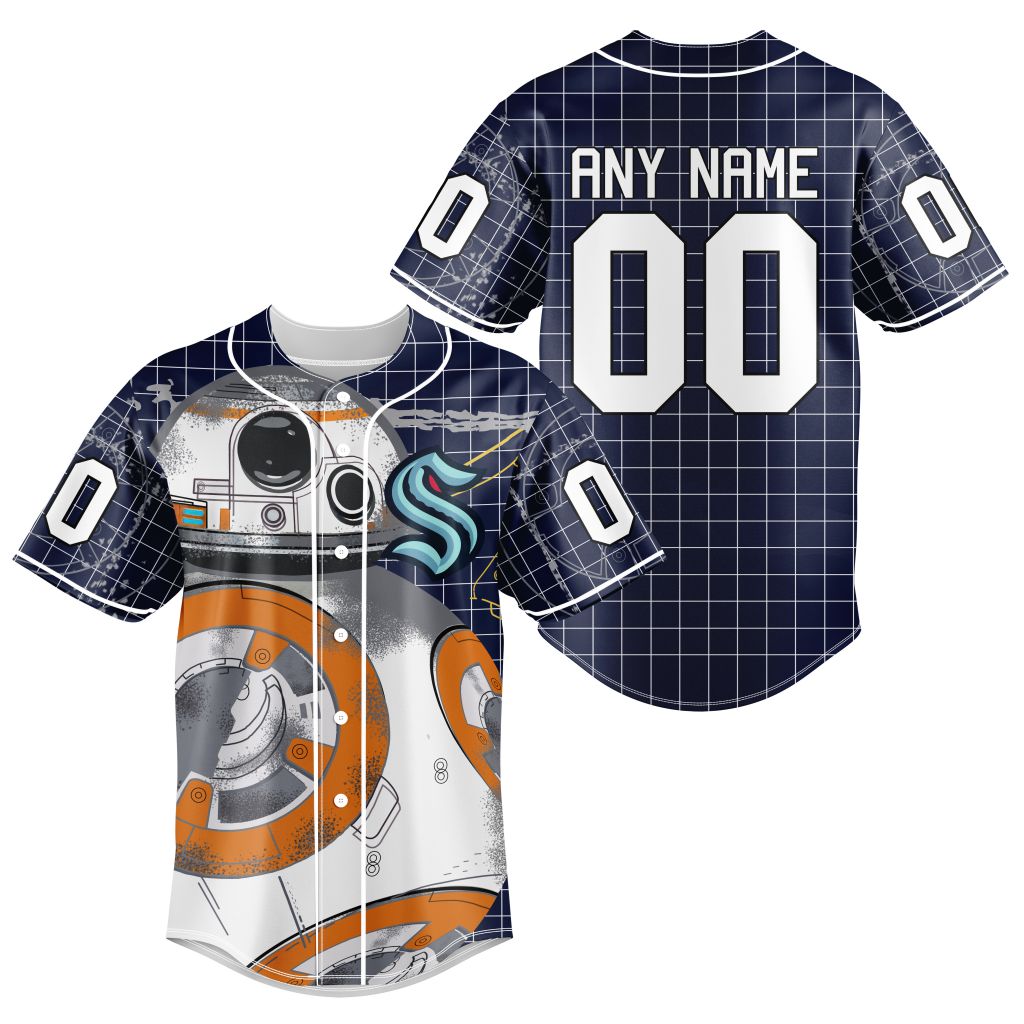 BEST Seattle Kraken Bb 8 D Star War Custom Baseball Jersey Unisex T-shirt, Sweatshirt, Hoodie, Long Sleeve Tee - T-Shirt, Sweatshirt, Hoodie