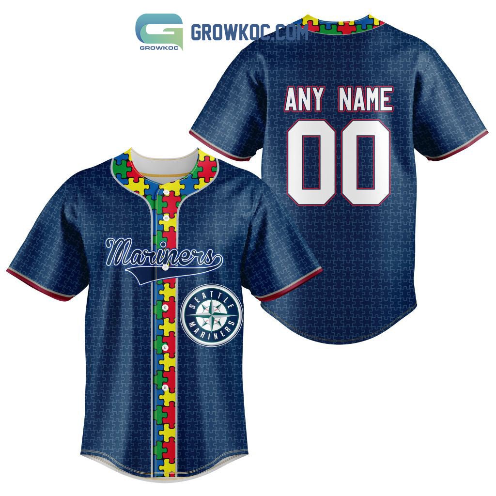 Seattle Mariners MLB Fearless Against Autism Personalized Baseball Jersey Unisex T-shirt, Sweatshirt, Hoodie, Long Sleeve Tee - T-Shirt, Sweatshirt, Hoodie