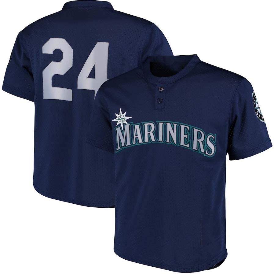 Seattle Mariners #24 Ken Griffey Jr. Cooperstown Collection Mesh Batting Practice Jersey - Navy Baseball Jerseys baseball jersey product view 1
