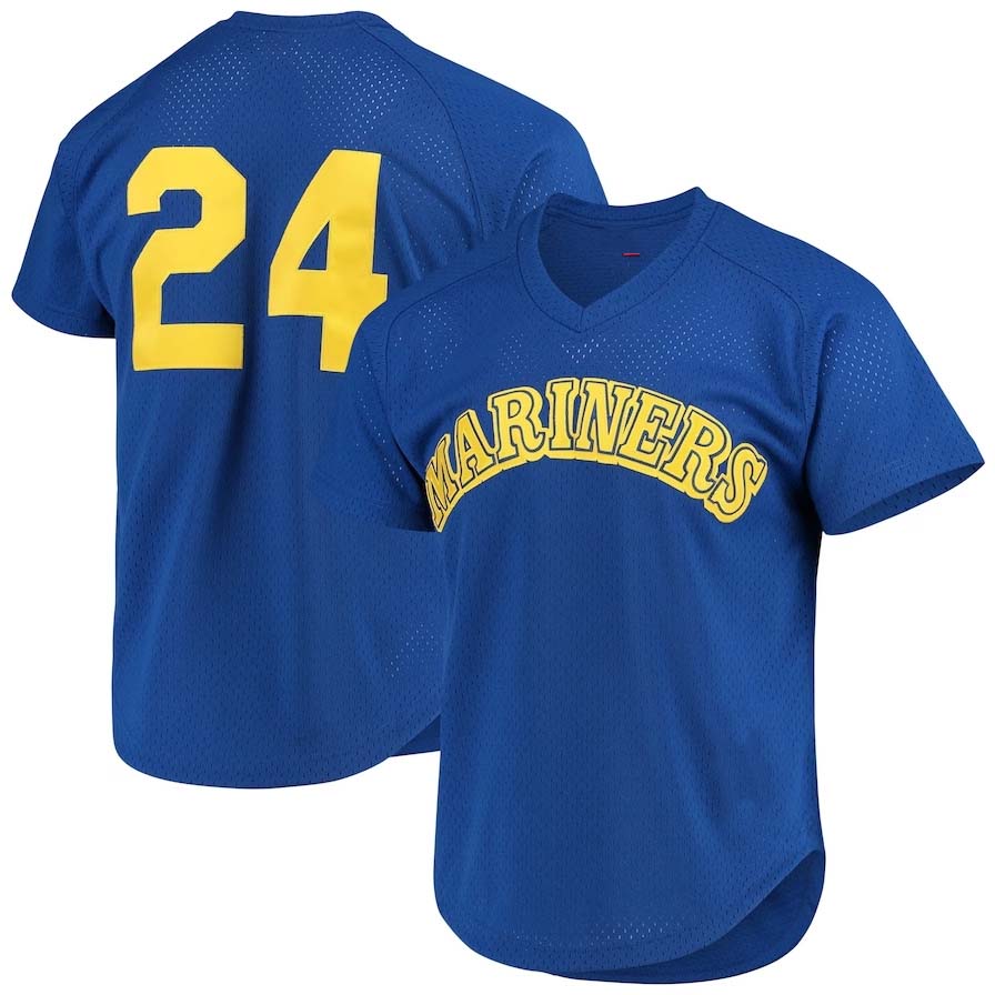 Seattle Mariners #24 Ken Griffey Jr. Cooperstown Mesh Batting Practice Jersey - Royal Baseball Jerseys baseball jersey product view 1