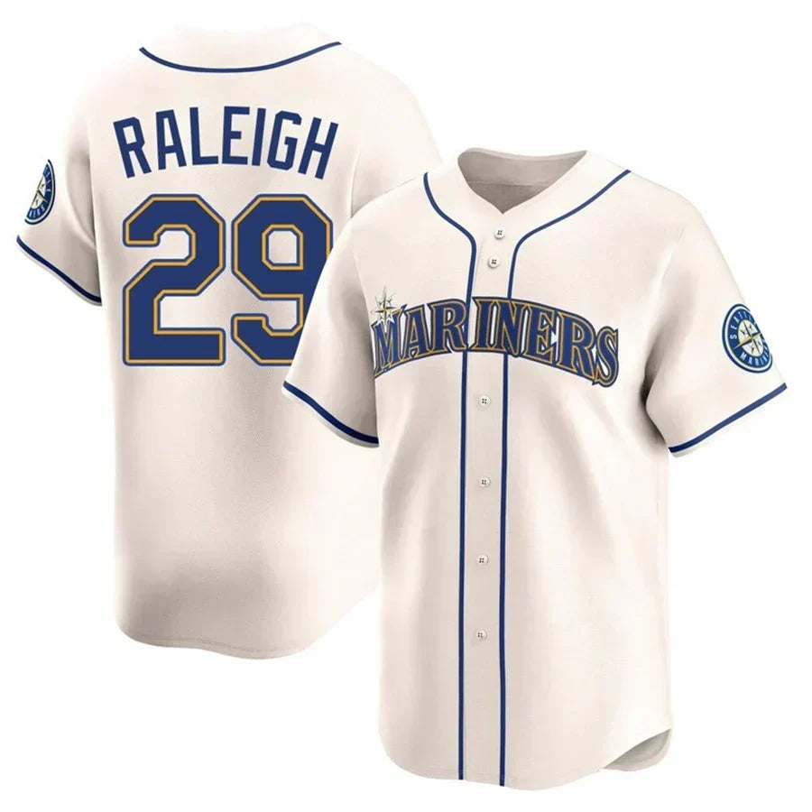 Cal Raleigh Seattle Mariners Jersey - Cream baseball jersey product view 1